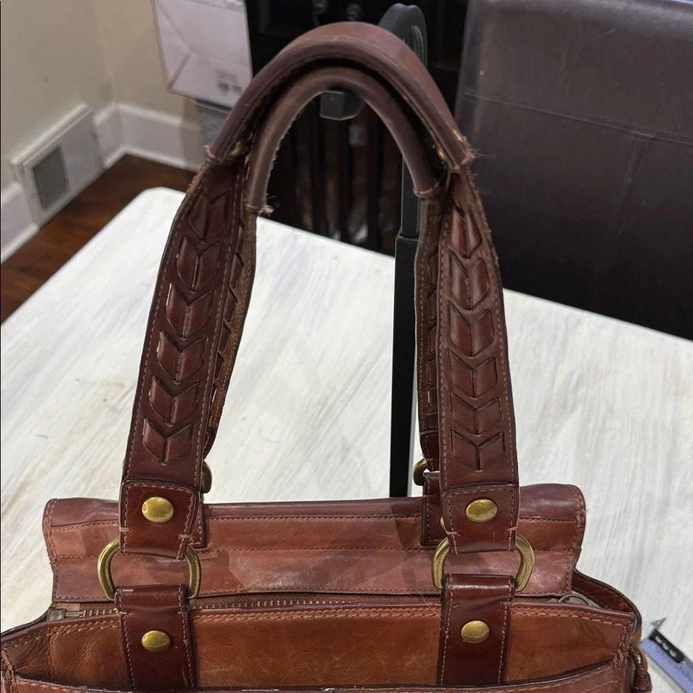 Coach Legacy Bleeker Tattersall Brown Leather Shoulder Bag with Gold Buckle - Picture 9 of 15